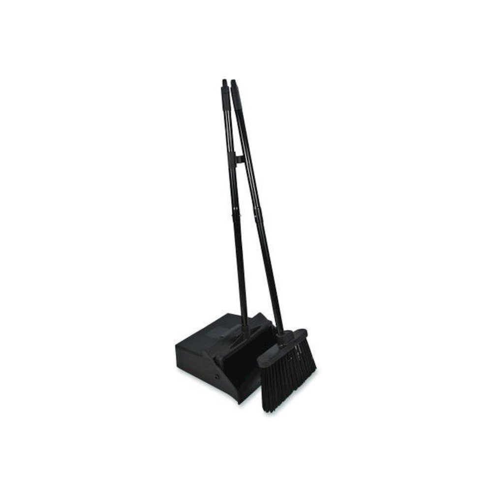 Duo-Pan Upright Dust Pan and Broom, 11.8 x 36, 24.5" Handle, Plastic, Black. Picture 9