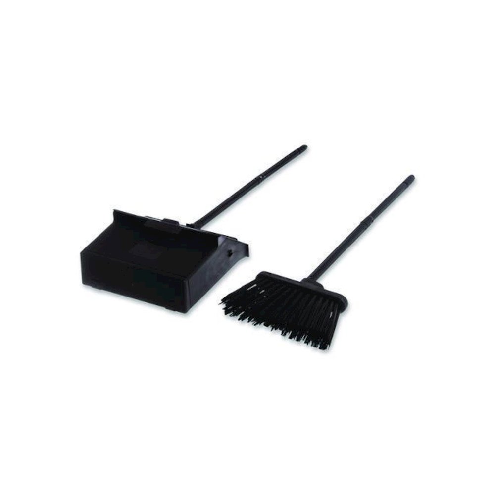 Duo-Pan Upright Dust Pan and Broom, 11.8 x 36, 24.5" Handle, Plastic, Black. Picture 1