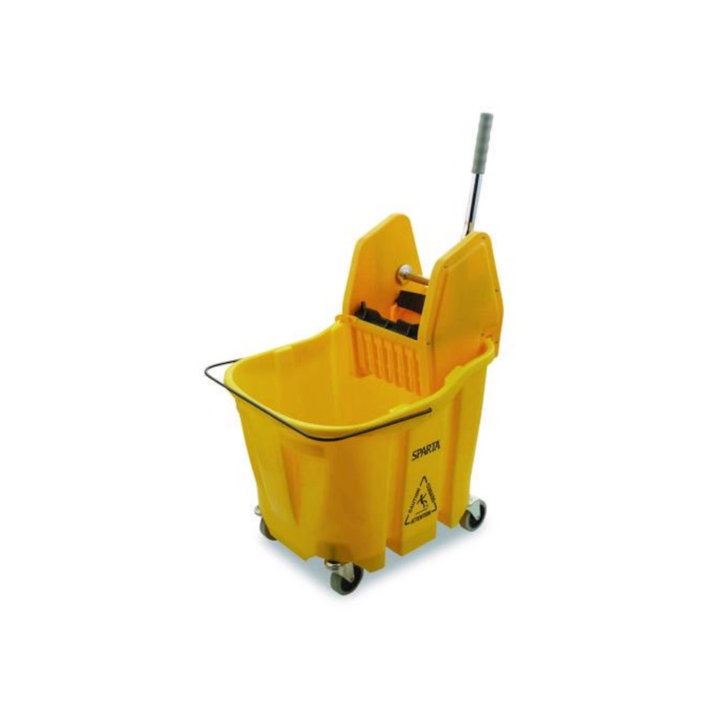 OmniFit Mop Bucket with Down Press Wringer, 35 qt, Yellow. Picture 1