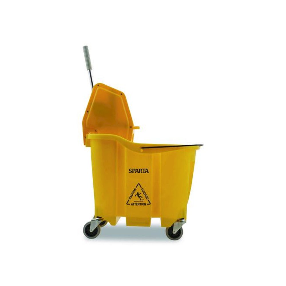 OmniFit Mop Bucket with Down Press Wringer, 35 qt, Yellow. Picture 2