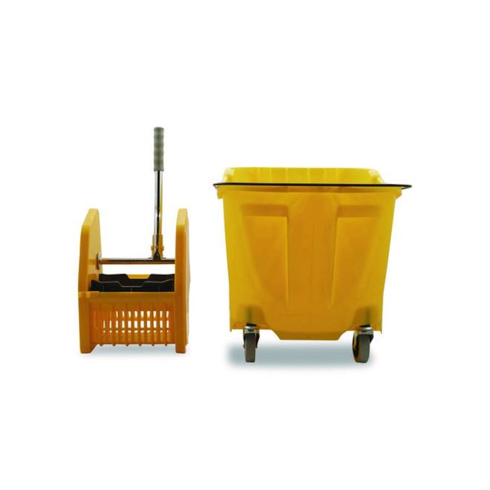 OmniFit Mop Bucket with Down Press Wringer, 35 qt, Yellow. Picture 4