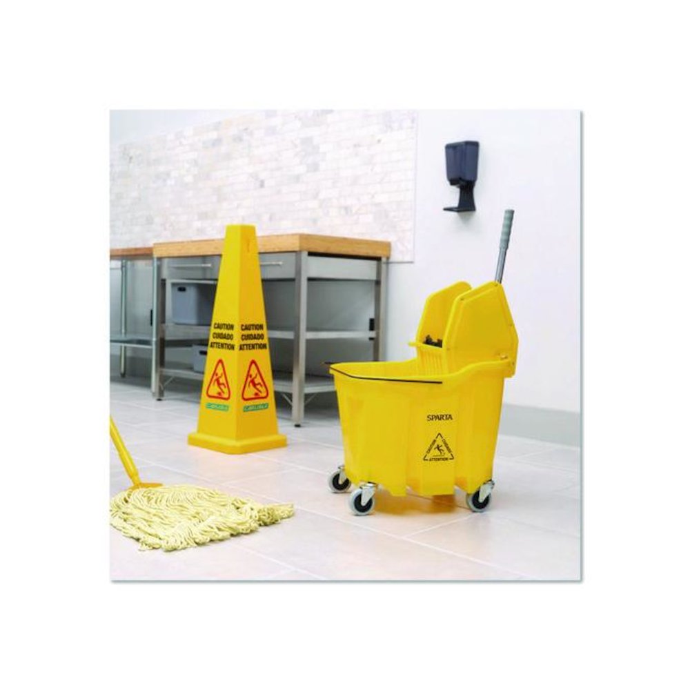 OmniFit Mop Bucket with Down Press Wringer, 35 qt, Yellow. Picture 5
