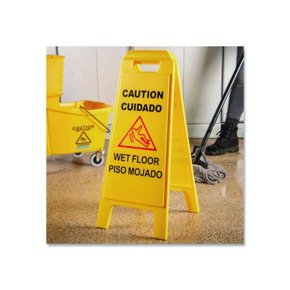 Wet Floor Sign (English/Spanish), 11 x 25 x 25, Yellow. Picture 6