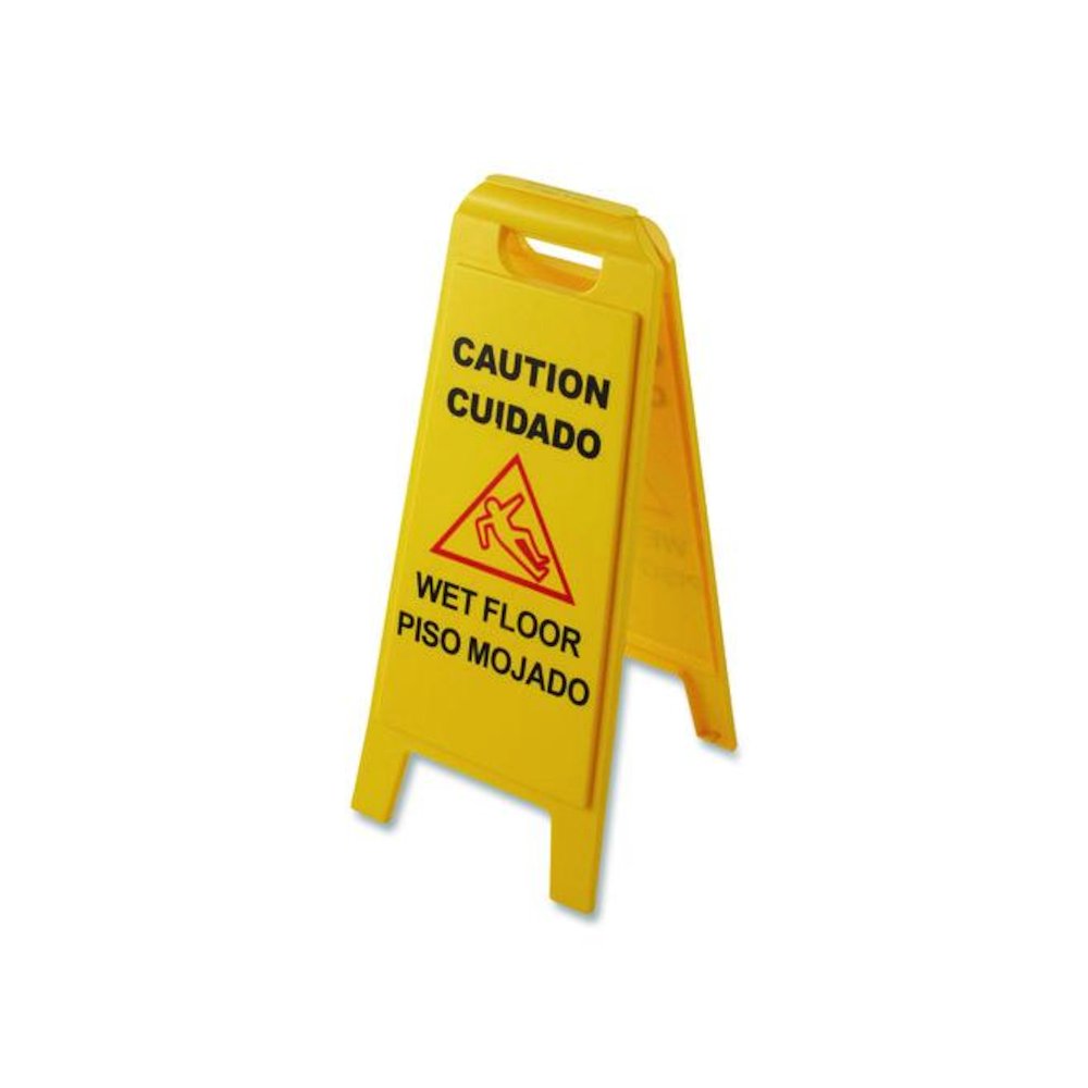 Wet Floor Sign (English/Spanish), 11 x 25 x 25, Yellow. Picture 1