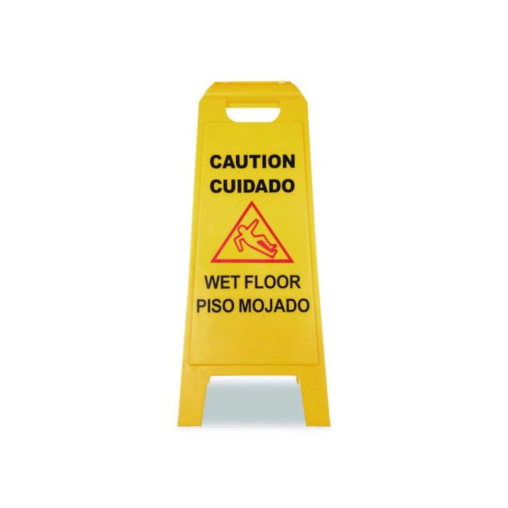 Wet Floor Sign (English/Spanish), 11 x 25 x 25, Yellow. Picture 2