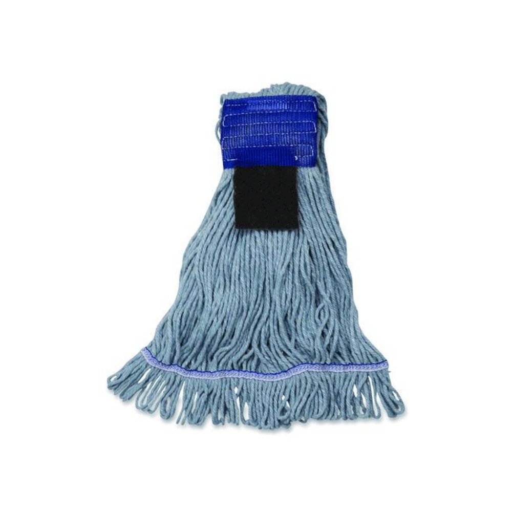 Medium Blue Looped-End Mop, Cotton, 36 x 6 x 3, Blue. Picture 2