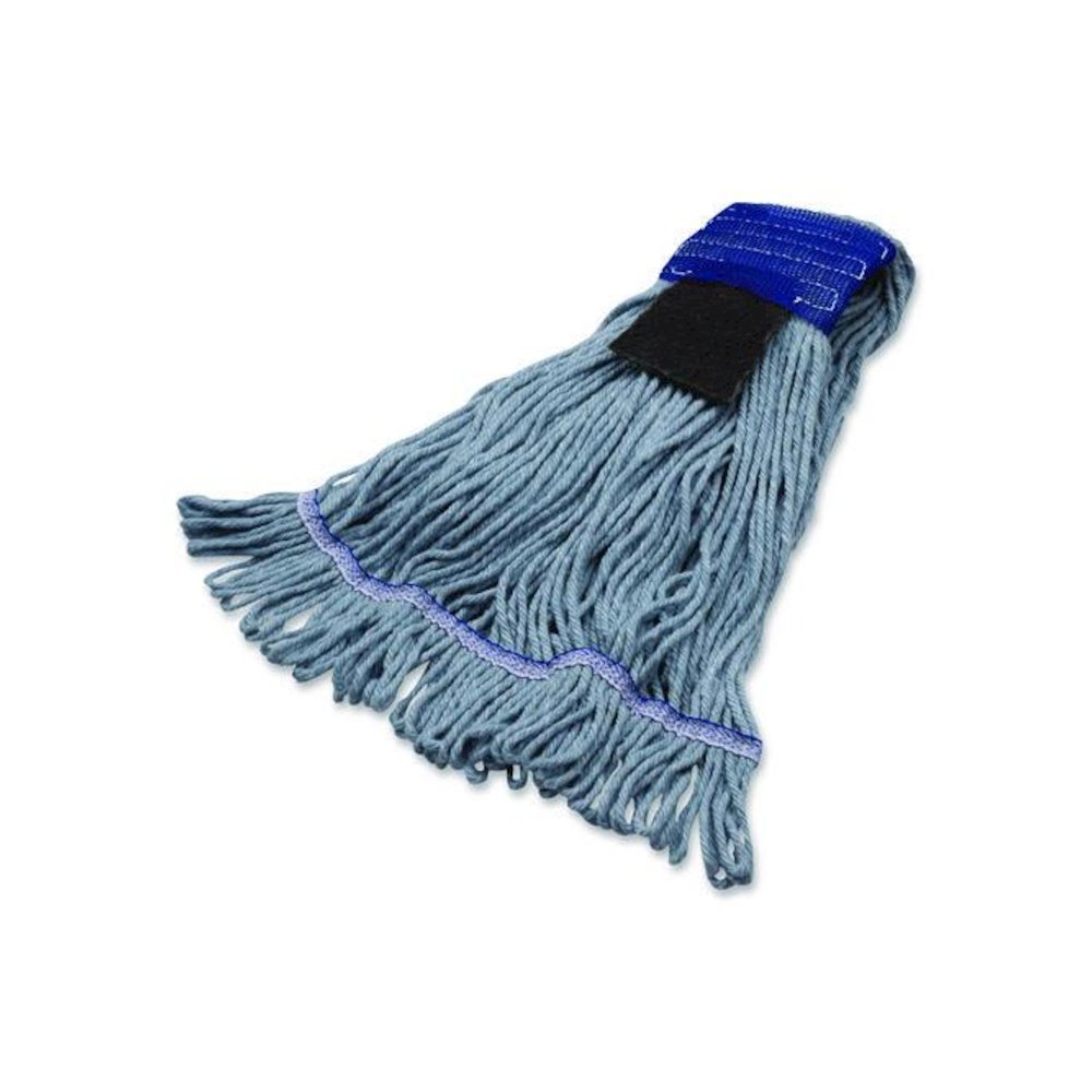 Medium Blue Looped-End Mop, Cotton, 36 x 6 x 3, Blue. Picture 3