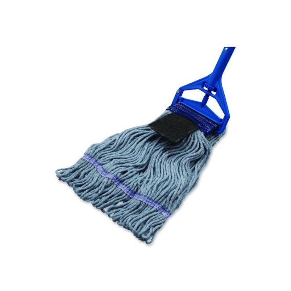 Medium Blue Looped-End Mop, Cotton, 36 x 6 x 3, Blue. Picture 1
