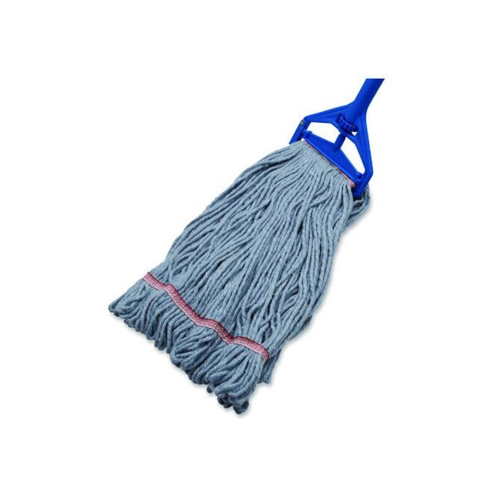 Medium Blue Looped-End Mop, Cotton, 43 x 6 x 3, Red. Picture 4