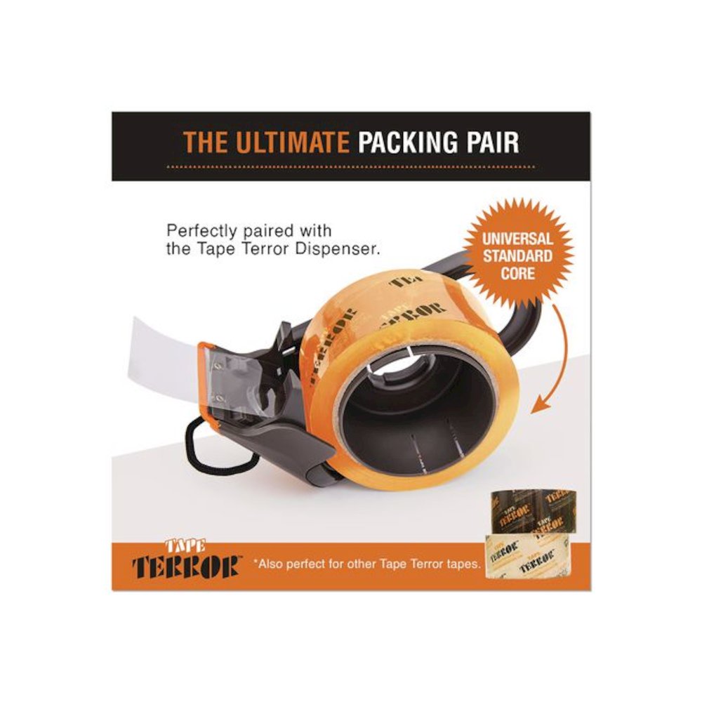 Tape Dispenser with Tape, 3" Core, Polypropylene, Gray/Orange, 1 Dispenser, 1 Roll Heavy-Duty Packaging Tape. Picture 4