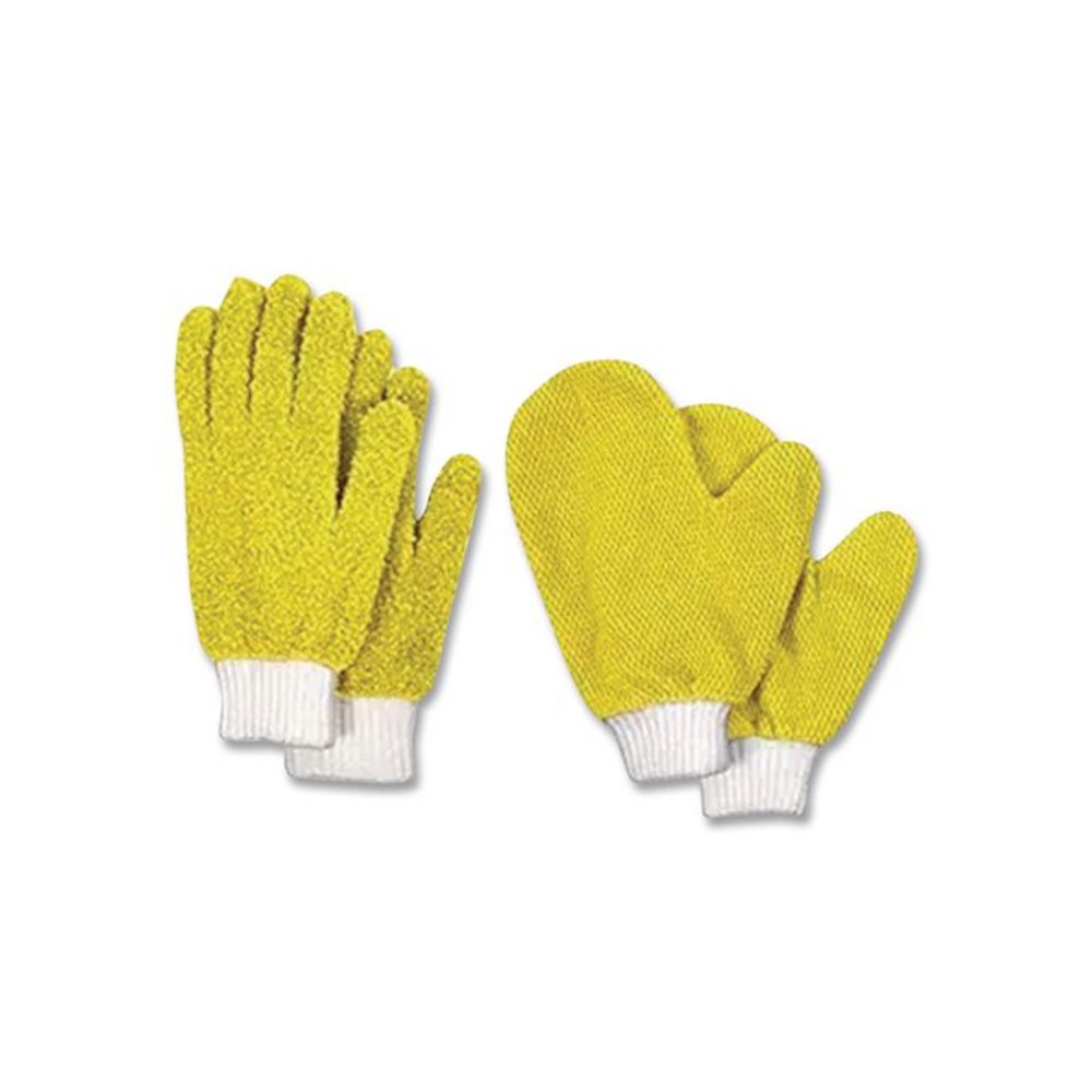 Microfiber Dusting Gloves and Mitts, Yellow with White Cuffs, 2 Gloves, 2 Mitts. Picture 1