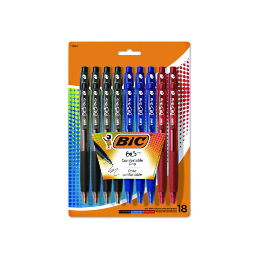 BU3 Ballpoint Pen, Retractable, Medium 1 mm, Assorted Ink and Barrel Colors, 18/Pack. Picture 1