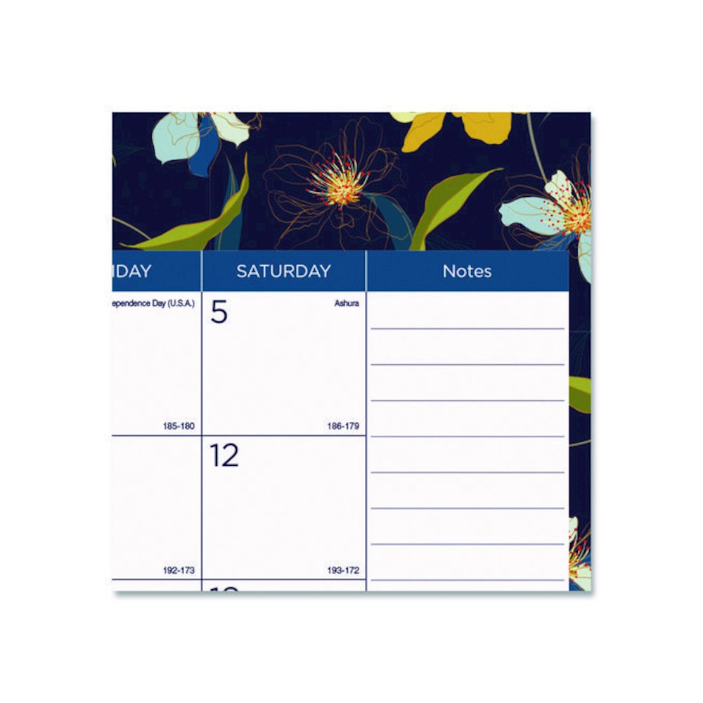 Academic 18-Month Desk Pad Calendar, Floral Artwork, 22 x 17, White/Multicolor Sheets, Black Headband, July 2025 to Dec 2026. Picture 3