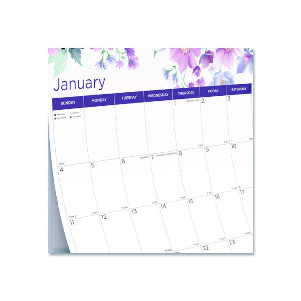 12-Month Colorful Wall Calendar, Passion Floral Artwork, 12 x 17, White/Multicolor Sheets, 12-Month (Jan to Dec): 2026. Picture 4