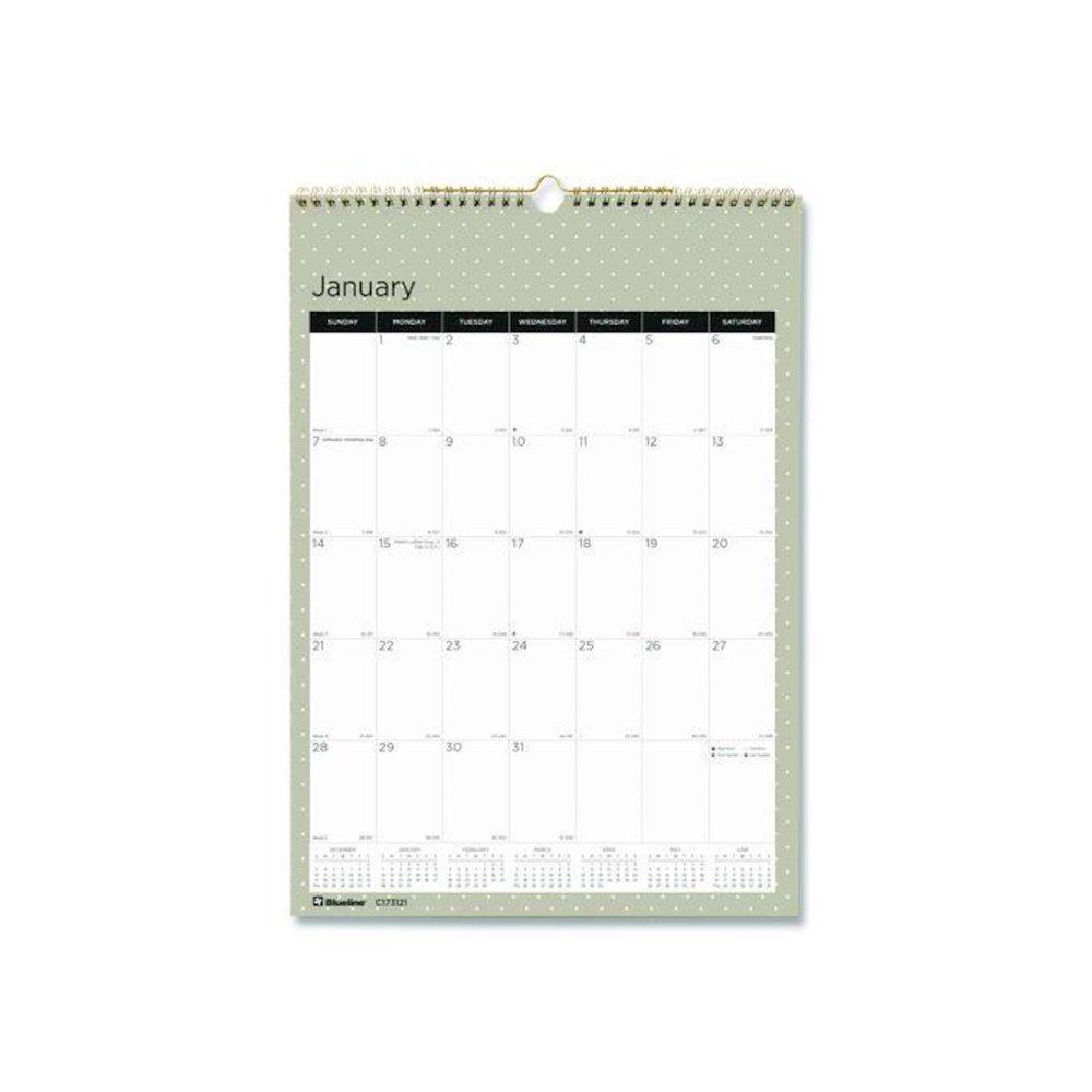 12-Month Wall Calendar, Minimalistic Artwork, 12 x 17, White/Multicolor Sheets, 12-Month (Jan to Dec): 2026. Picture 1