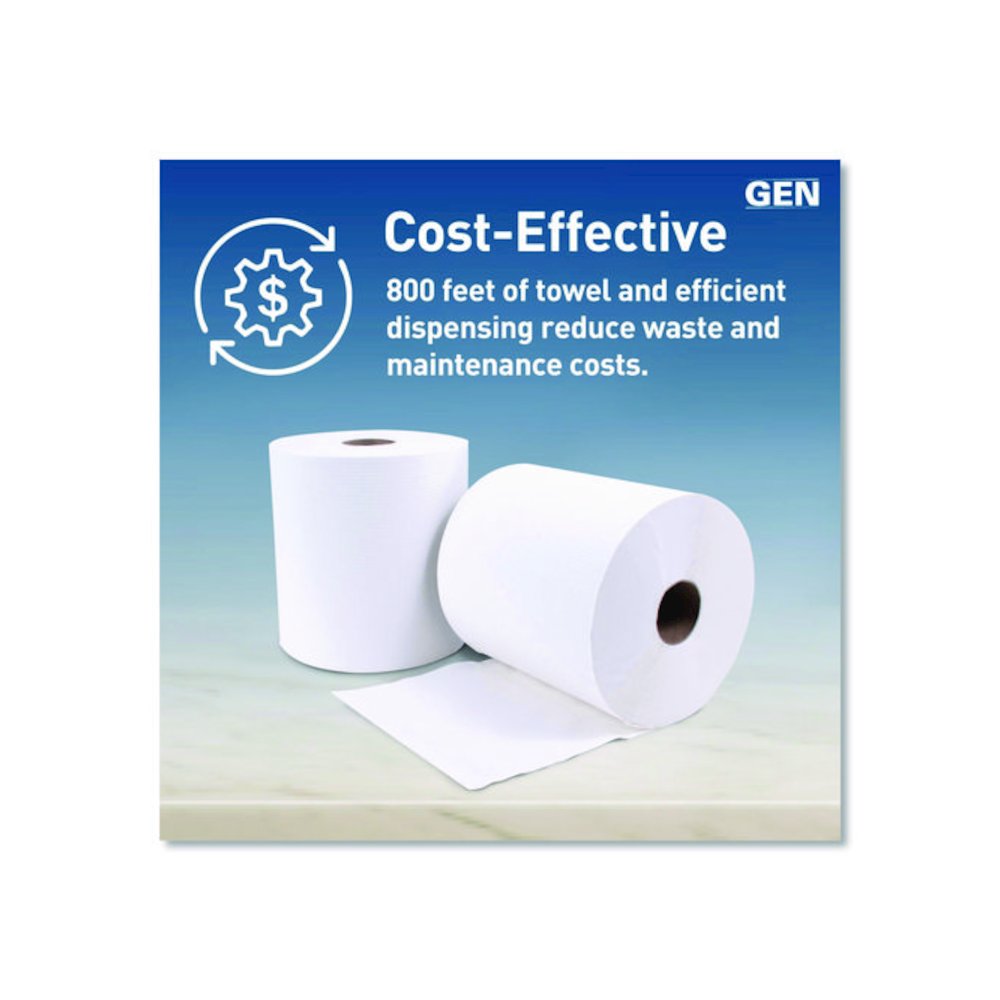 Hardwound Roll Towels, 1-Ply, 8" x 800 ft, White, 6 Rolls/Carton. Picture 7