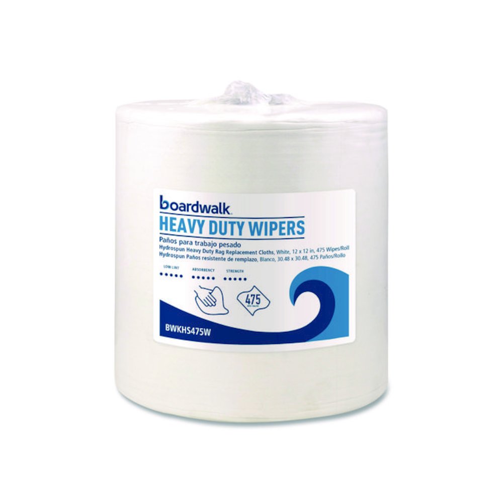 Hydrospun Wipers, Heavy Duty, 12 x 12, White, 475/Roll. Picture 1