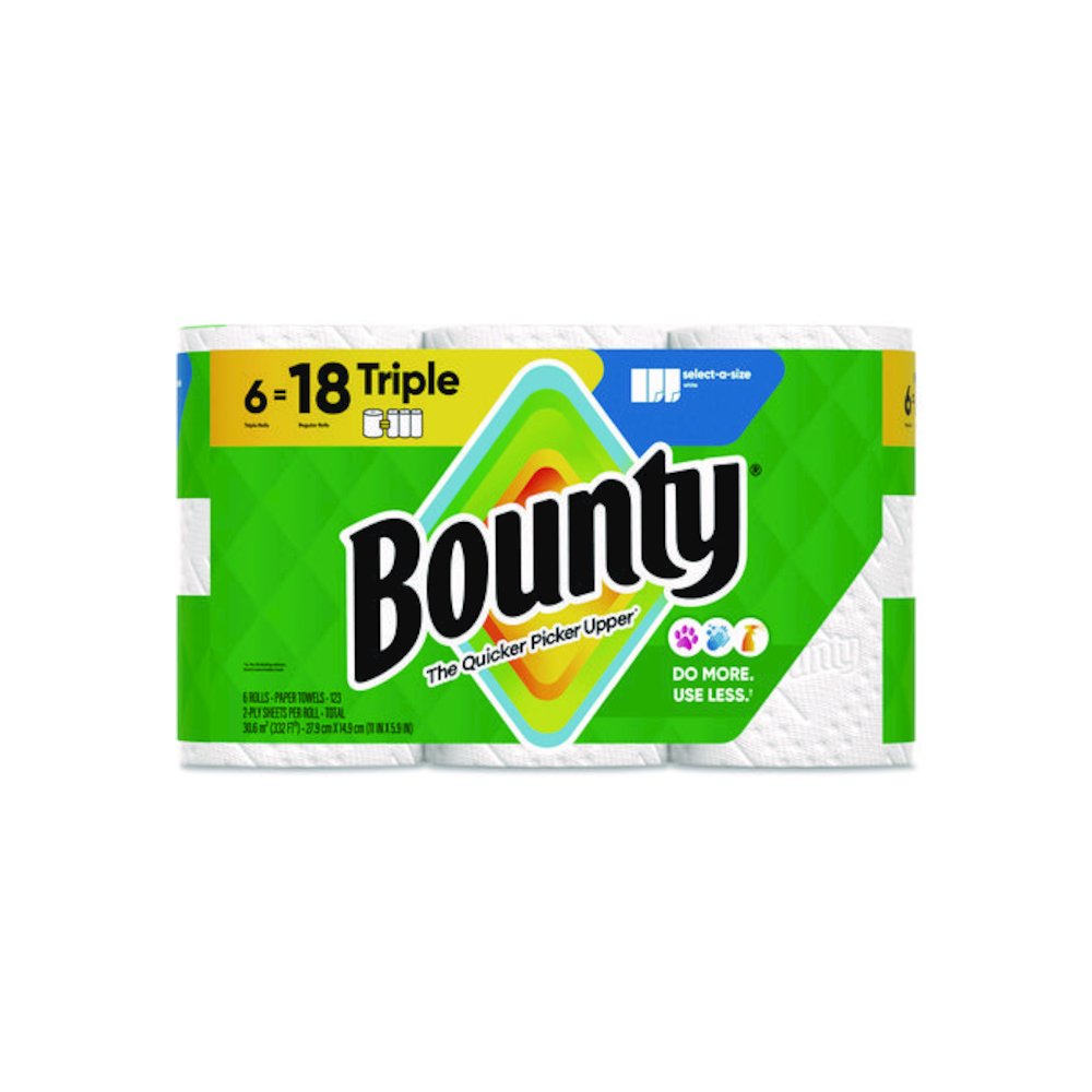 Select-a-Size Kitchen Roll Paper Towels, 2-Ply, 5.9 x 11, White, 123 Sheets/Triple Roll, 6 Rolls/Carton. Picture 1