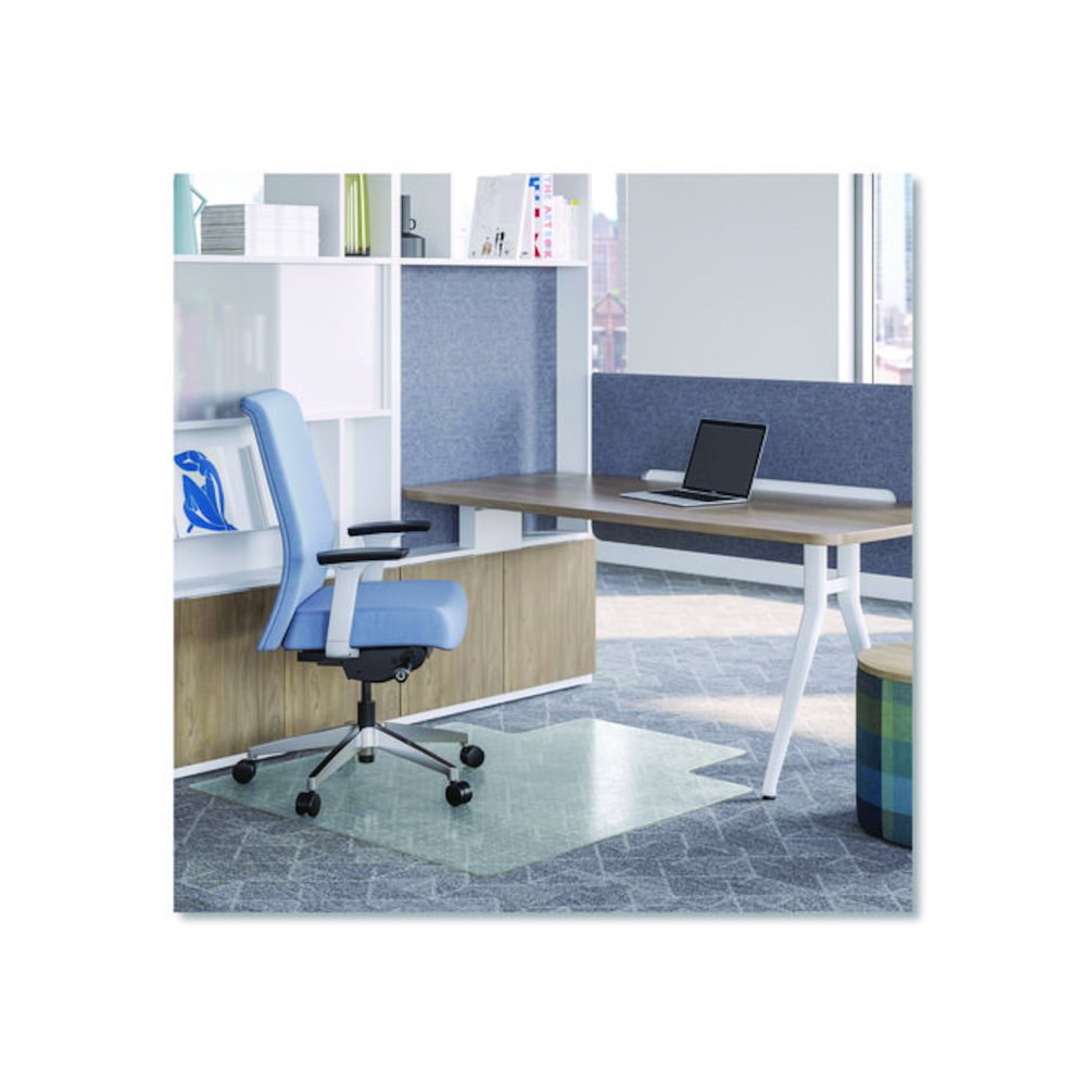 OceanMat Carpet Chair Mat for Flat Pile Carpeted Floors, Rectangular with Lip, Straight Edges, 36" x 48", Clear. Picture 1
