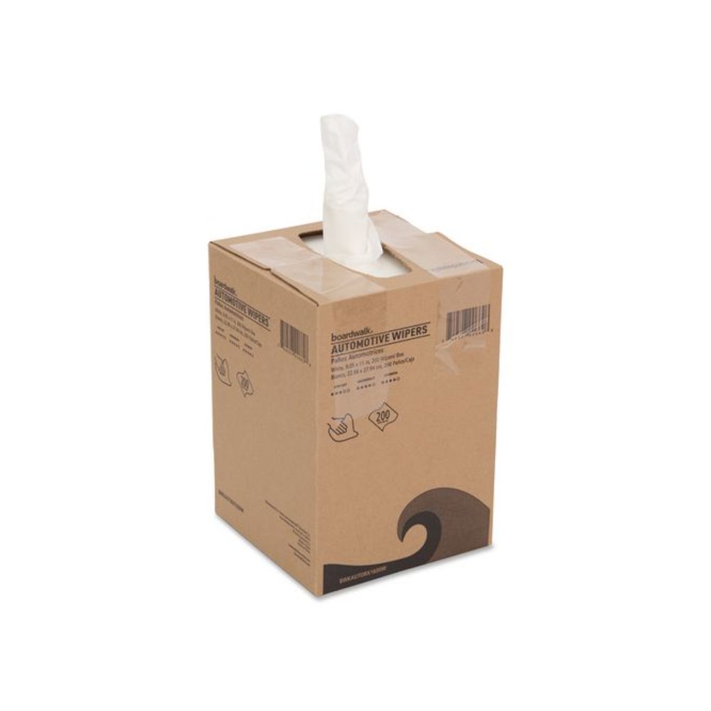 Automotive Shop Towels, 10.63 x 20.47, Unscented, White, 200/Box, 8 Boxes/Carton. Picture 3