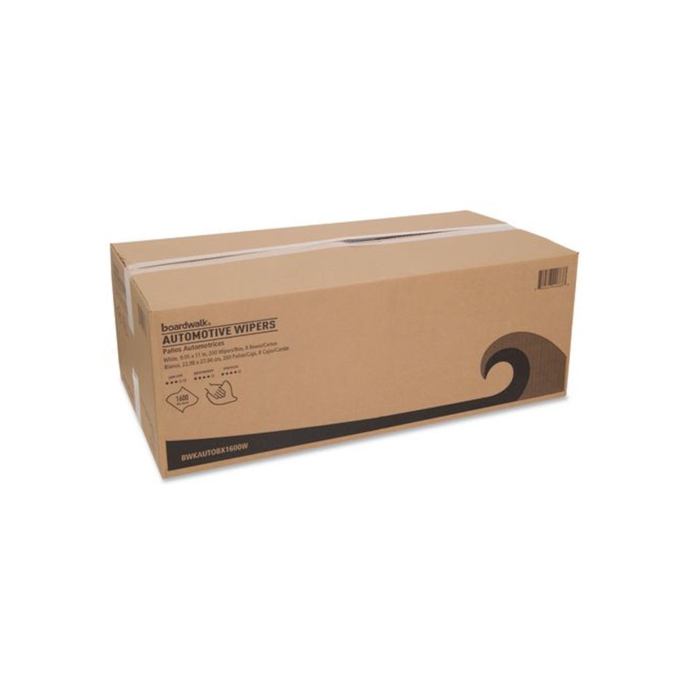 Automotive Shop Towels, 10.63 x 20.47, Unscented, White, 200/Box, 8 Boxes/Carton. Picture 4