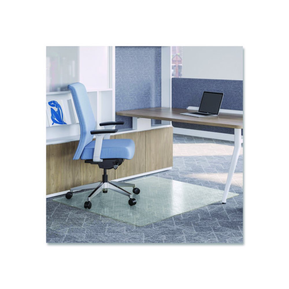 OceanMat Carpet Chair Mat for Flat Pile Carpeted Floors, Rectangular, Straight Edges, 46" x 60", Clear. Picture 1