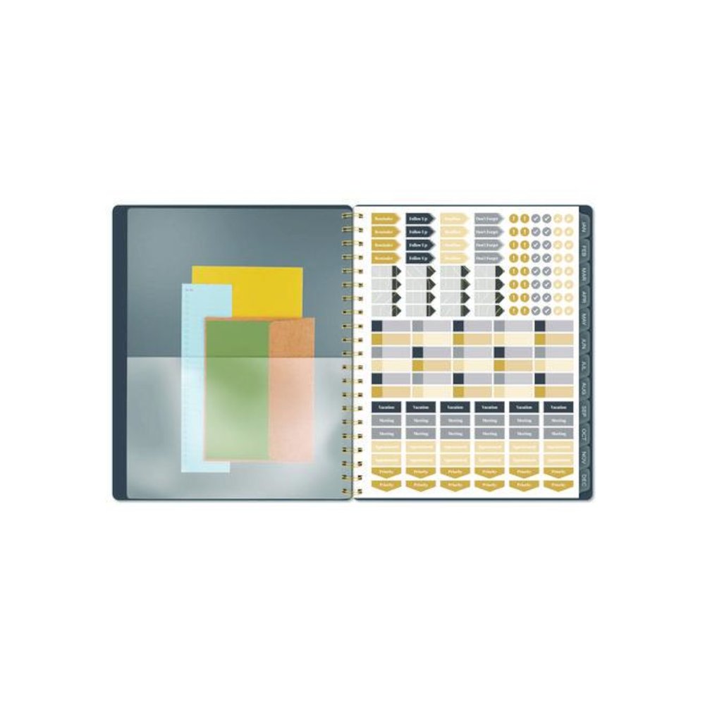 Hera Weekly Monthly Planner, Wavy Lines, 11 x 8.5, Black/Gold Cover, 12-Month (Jan to Dec): 2026. Picture 5