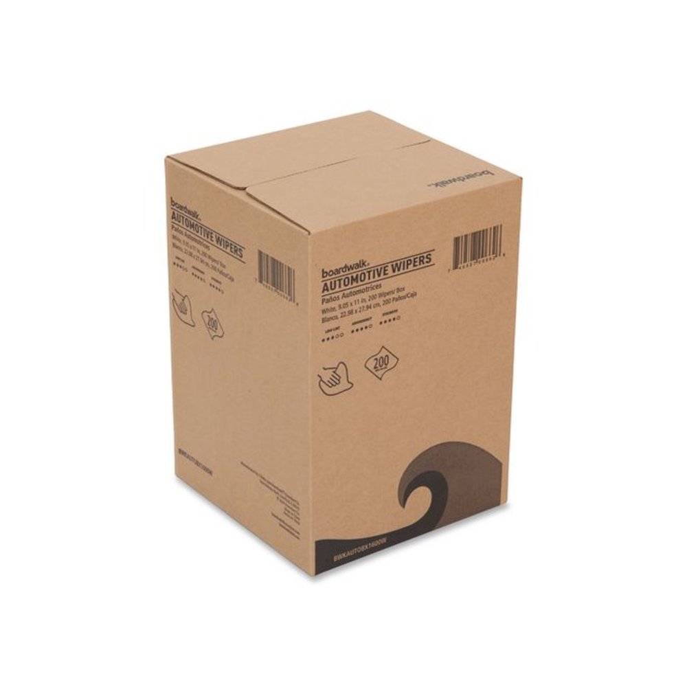 Automotive Shop Towels, 10.63 x 20.47, Unscented, White, 200/Box, 8 Boxes/Carton. Picture 2