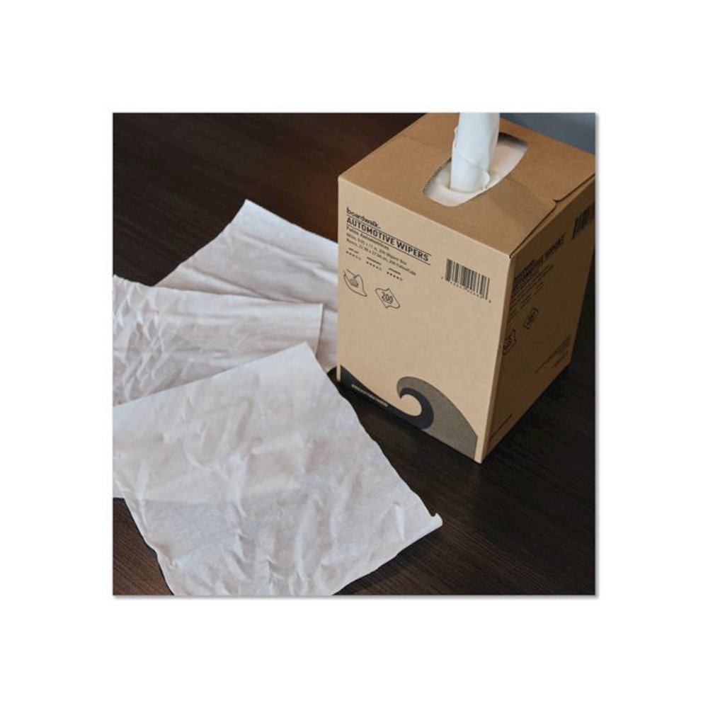 Automotive Shop Towels, 10.63 x 20.47, Unscented, White, 200/Box, 8 Boxes/Carton. Picture 7