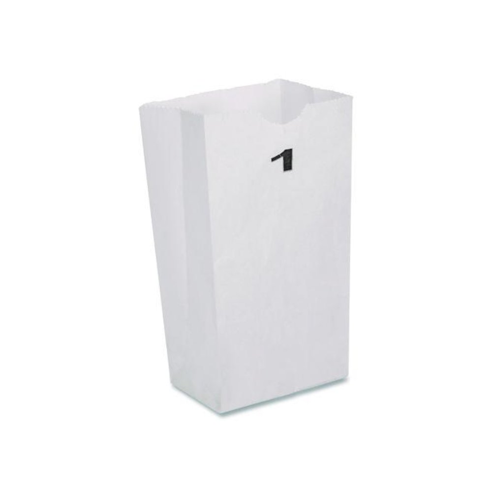 Grocery Paper Bags, 1# Size, 30# Basis Weight, 3.5" x 2.25" x 6.63", White, 500/Bundle. Picture 2