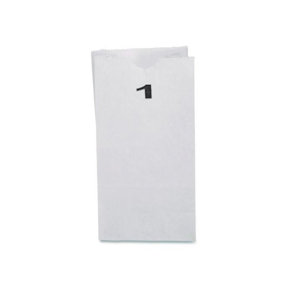 Grocery Paper Bags, 1# Size, 30# Basis Weight, 3.5" x 2.25" x 6.63", White, 500/Bundle. Picture 3