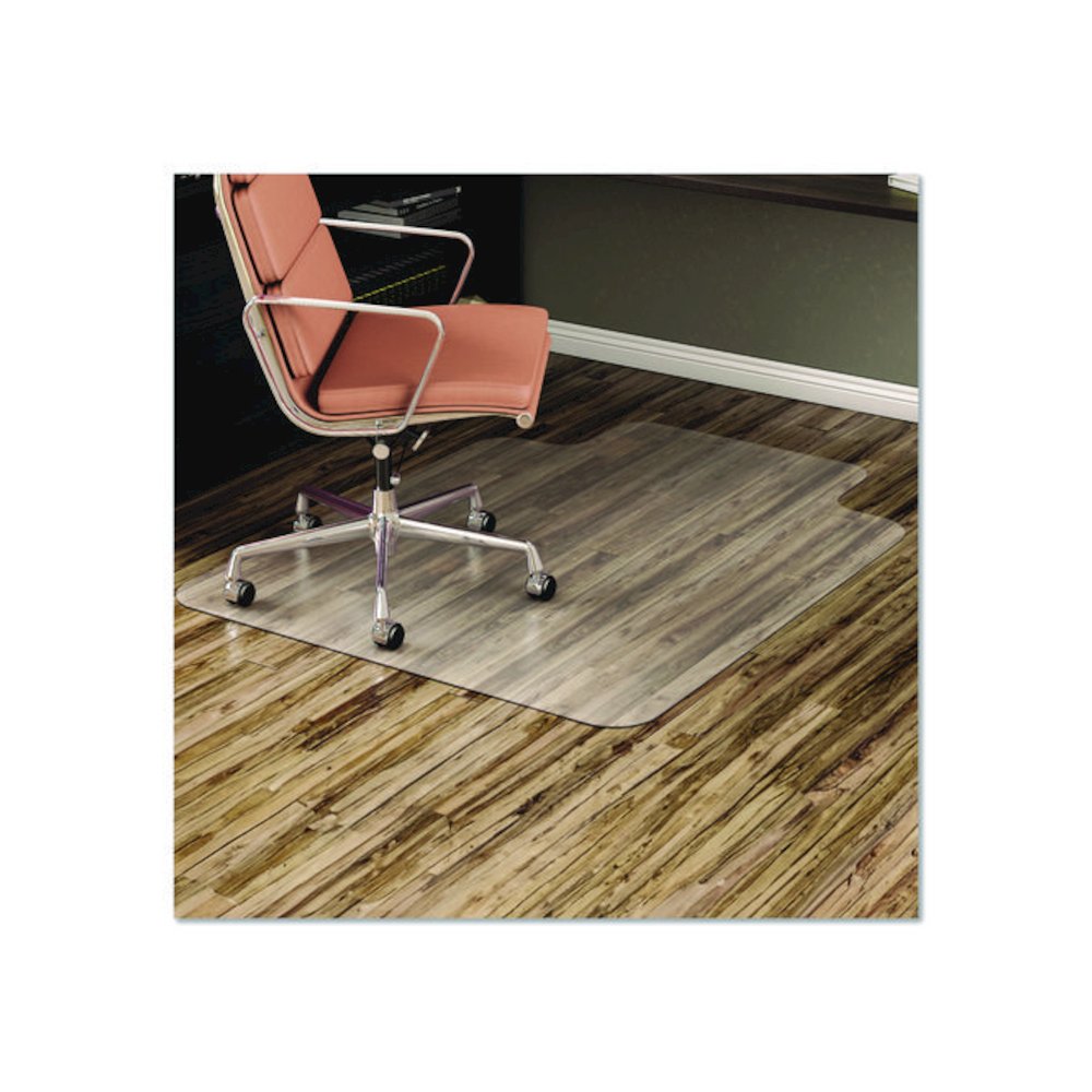 EconoMat Non-Studded All Day Use Chair Mat for Hard Floors, Rectangular with Lip, 36" x 48", Clear, Ships Flat. Picture 1