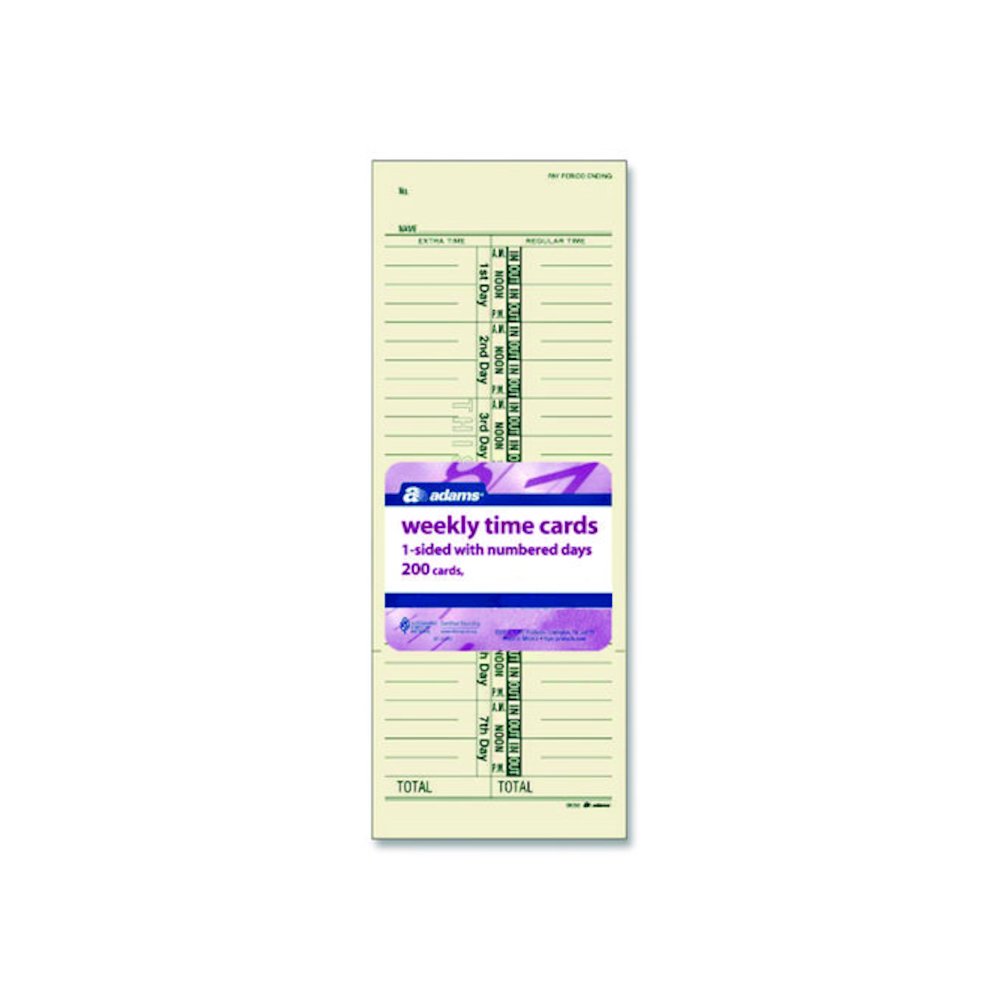 Time Cards for Acroprint, Amano and Lathem Time Clocks, One Side, 3.38 x 9, 200/Pack. Picture 2