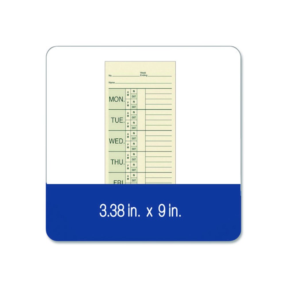 Time Cards for Pyramid 1000 Time Clock, Two Sides, 3.38 x 9, 200/Pack. Picture 3
