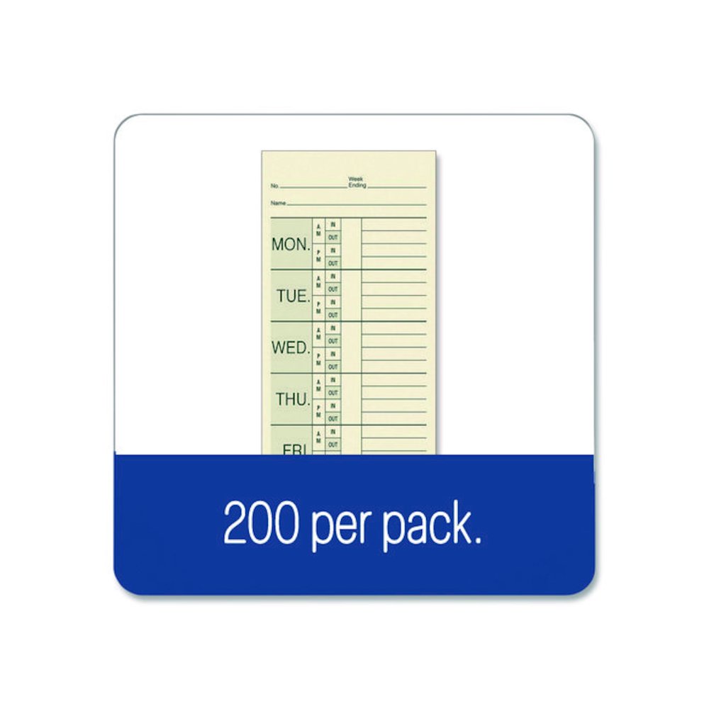 Time Cards for Pyramid 1000 Time Clock, Two Sides, 3.38 x 9, 200/Pack. Picture 4