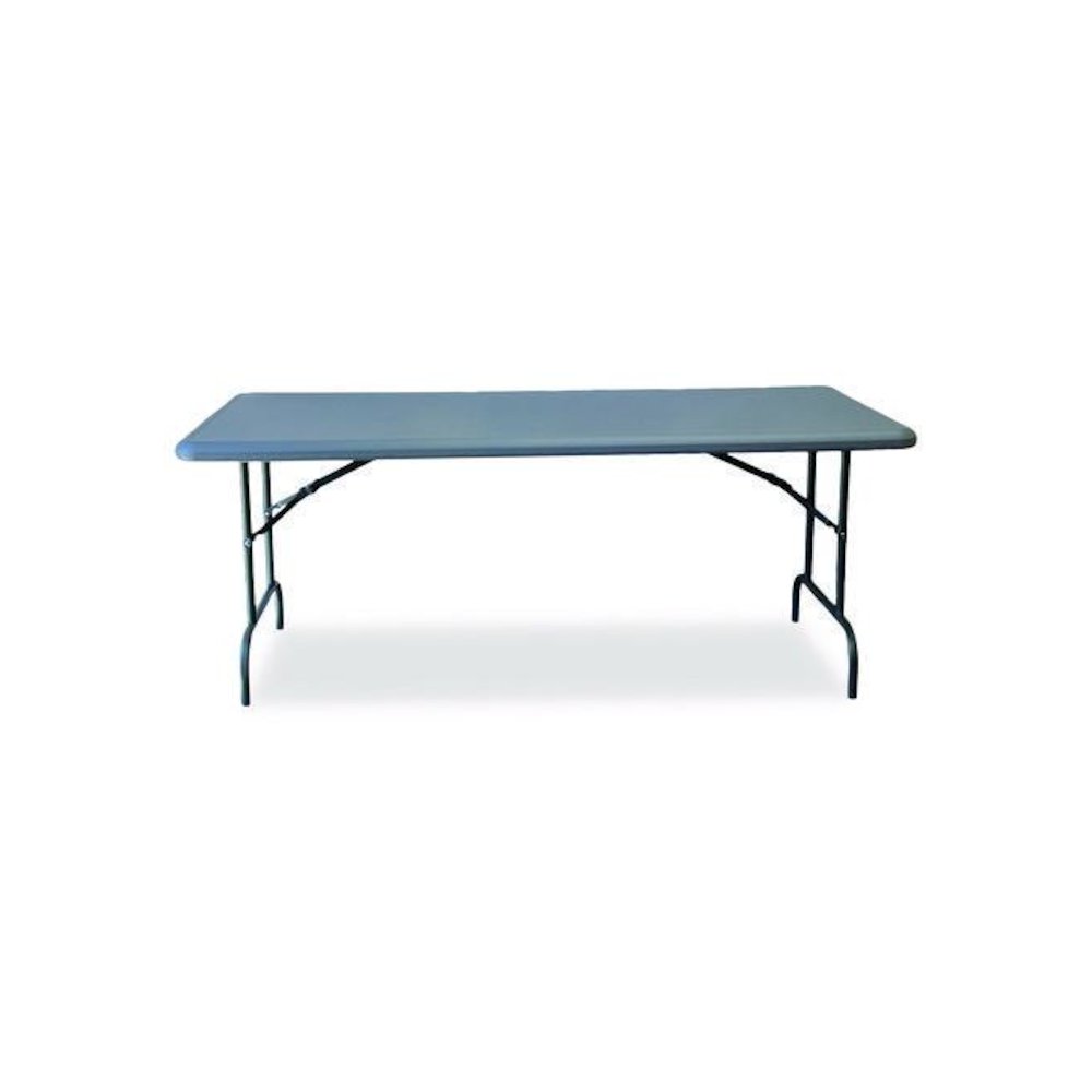 7105017246807, SKILCRAFT Rectangular Folding Table, 72w x 30d x 29h, Charcoal Gray Top, Gray Base/Legs. Picture 1
