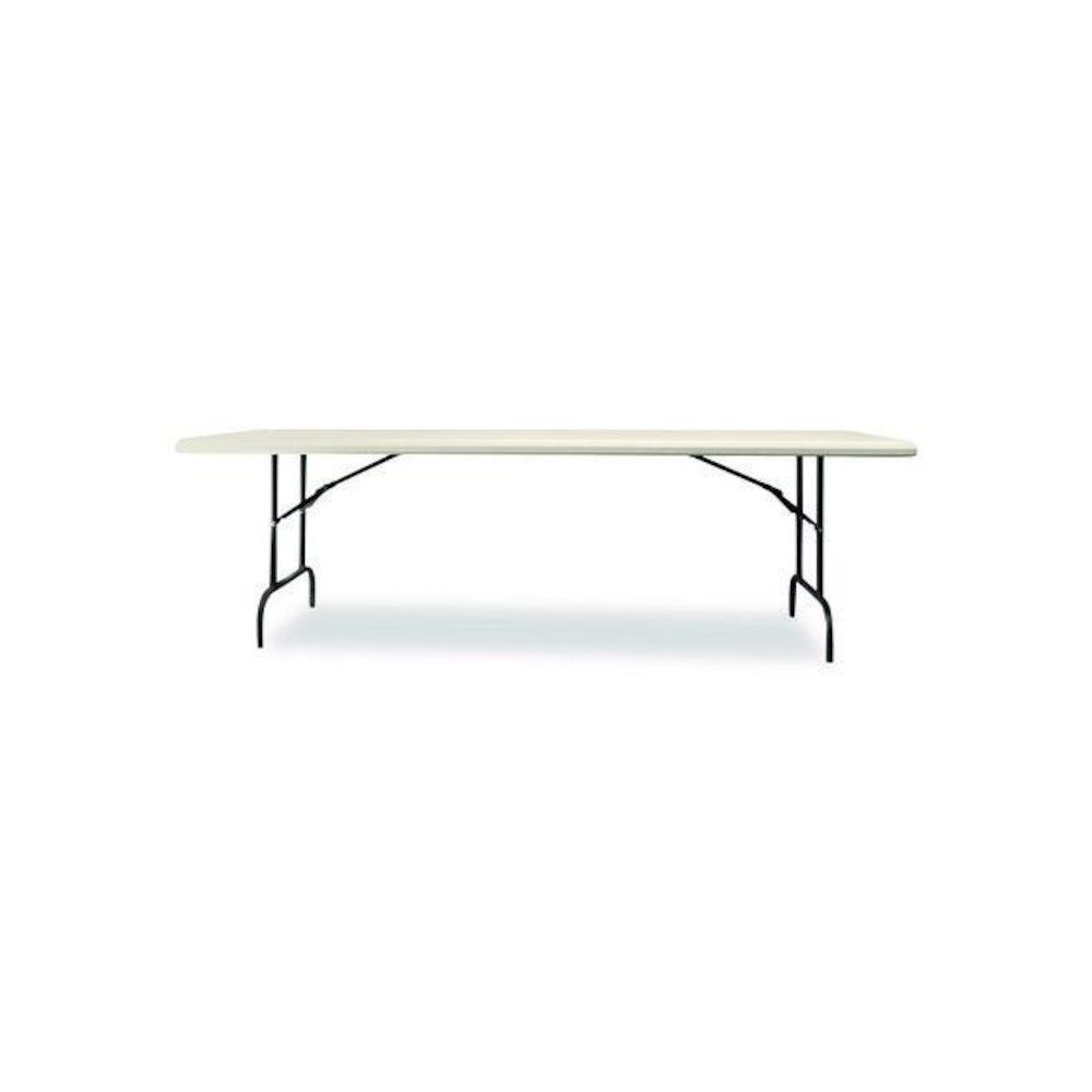 7105017241198, SKILCRAFT Rectangular Folding Table, 96w x 30d x 29h, Platinum Gray Top, Gray Base/Legs. Picture 1