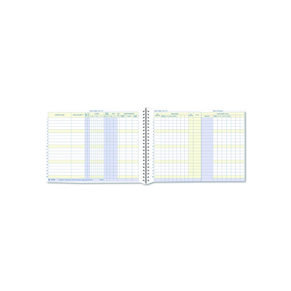 Weekly Payroll Record Book for 20 Employees, Two-Page Spread: 36 Columns, Royal Blue Cover, 8.5 x 11 Sheets, 56 Sheets/Book. Picture 3