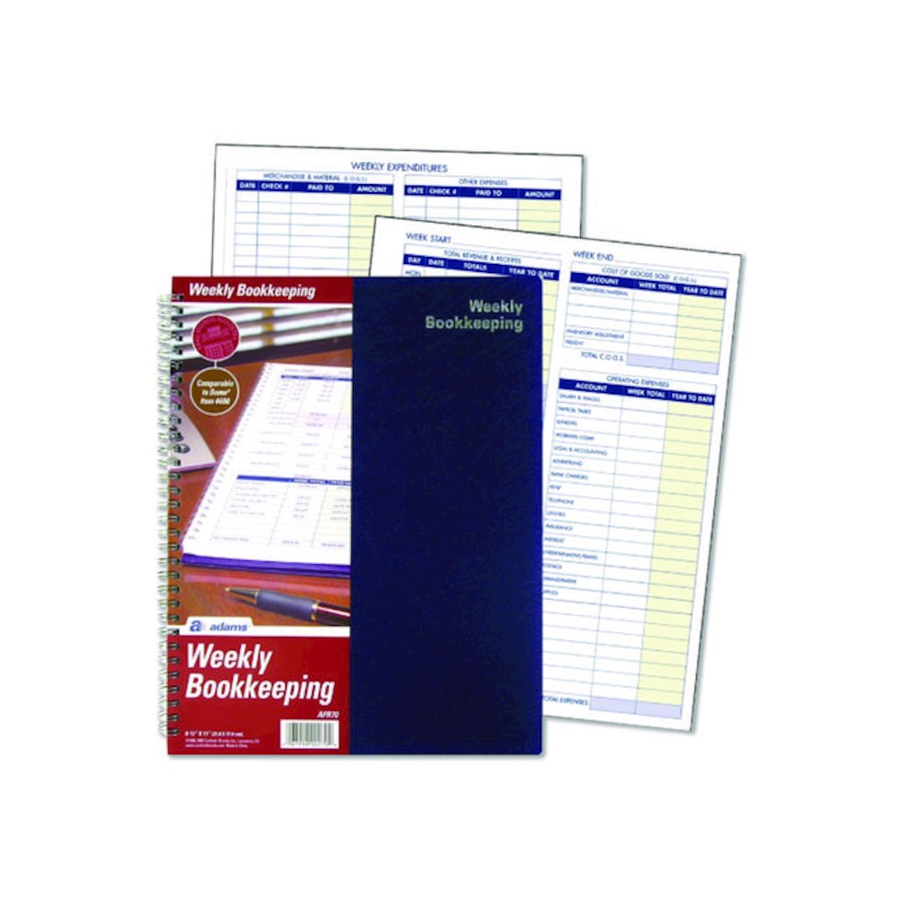 Weekly Bookkeeping Ledger, Columns Vary By Section, Royal Blue Cover, 11 x 8.5 Sheets, 56 Sheets/Book. Picture 3