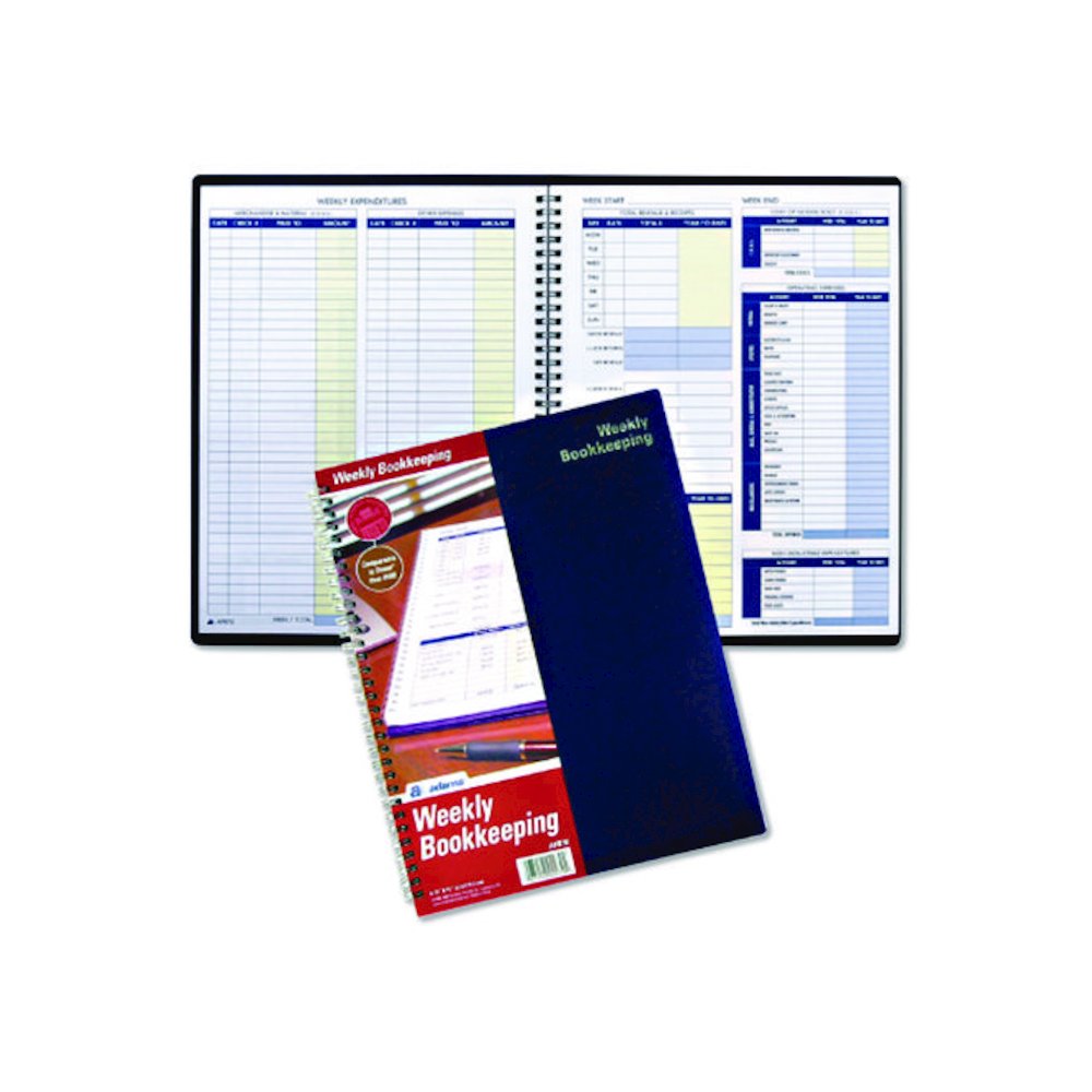 Weekly Bookkeeping Ledger, Columns Vary By Section, Royal Blue Cover, 11 x 8.5 Sheets, 56 Sheets/Book. Picture 4
