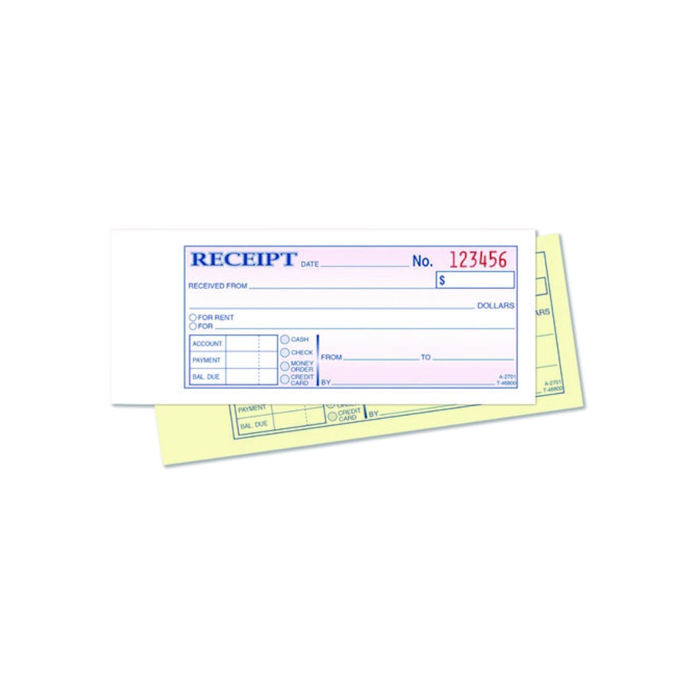 Money/Rent Receipt Book, Two-Part Carbonless, 6.69 x 2.75, 50 Receipts/Book, 5 Books/Pack. Picture 3