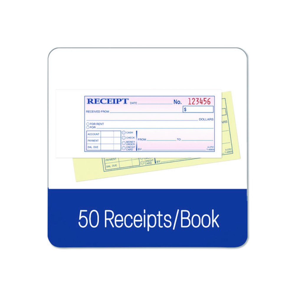 Money/Rent Receipt Book, Two-Part Carbonless, 6.69 x 2.75, 50 Receipts/Book, 5 Books/Pack. Picture 4