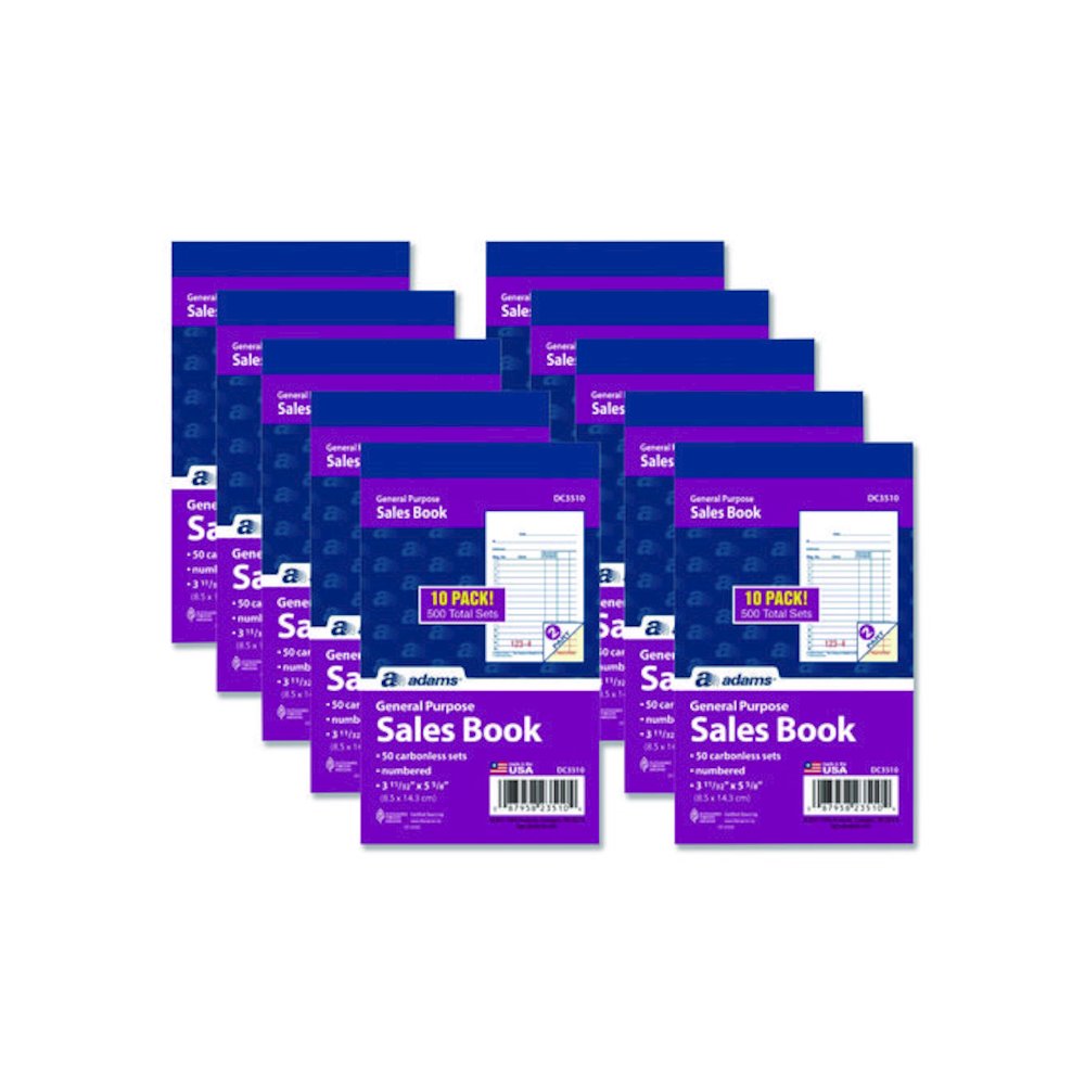 Multipart General-Purpose Sales Pad, Two-Part Carbonless, 3.34 x 5.13, 50 Forms/Pad, 10 Pads/Pack. Picture 1