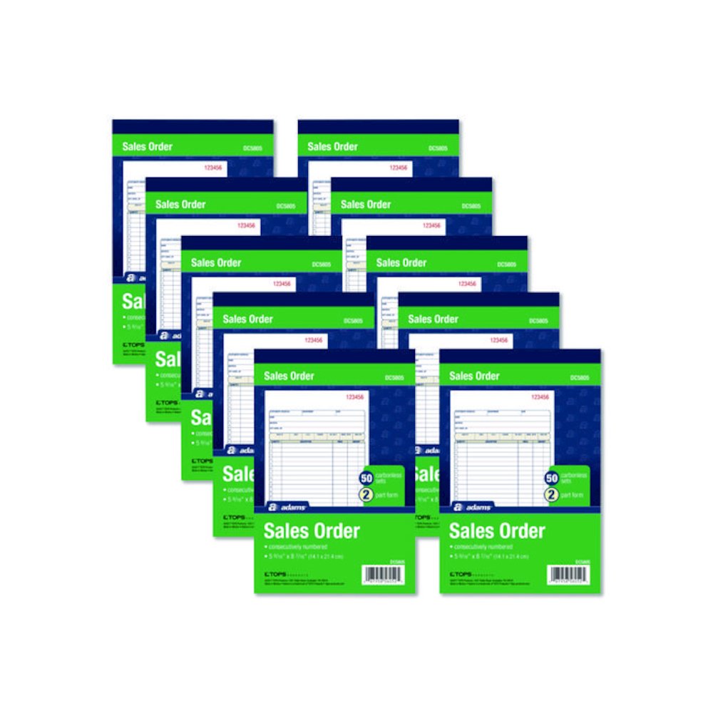Multipart Sales Order Pad, Two-Part Carbonless, 5.56 x 7.94, 50 Forms/Pad, 10 Pads/Box. Picture 1