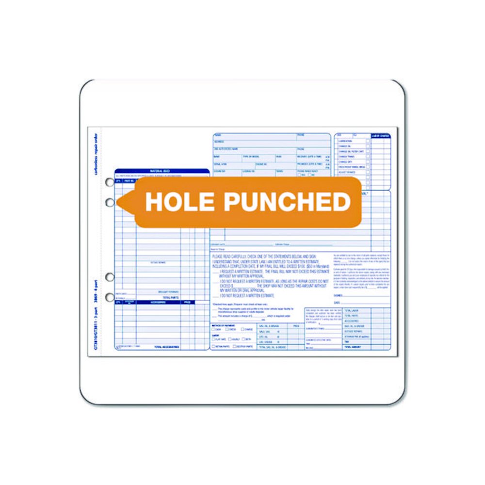 Multipart Auto Repair Work Order Forms with Checklist for Routine Jobs, Three-Part Carbonless, 10.94 x 8.5, 50 Forms Total. Picture 5