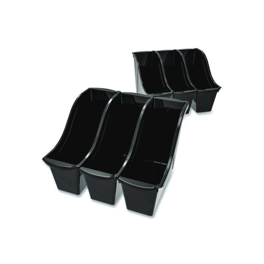Small Book Bin, 1.5 gal, 4.5" x 11.75" x 8.5", Black, 6/Pack. Picture 1