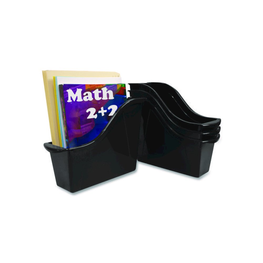 Small Book Bin, 1.5 gal, 4.5" x 11.75" x 8.5", Black, 6/Pack. Picture 7