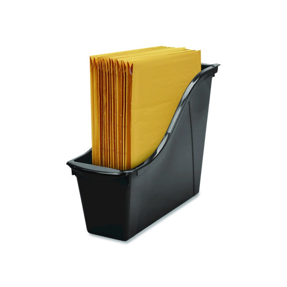 Small Book Bin, 1.5 gal, 4.5" x 11.75" x 8.5", Black, 6/Pack. Picture 8