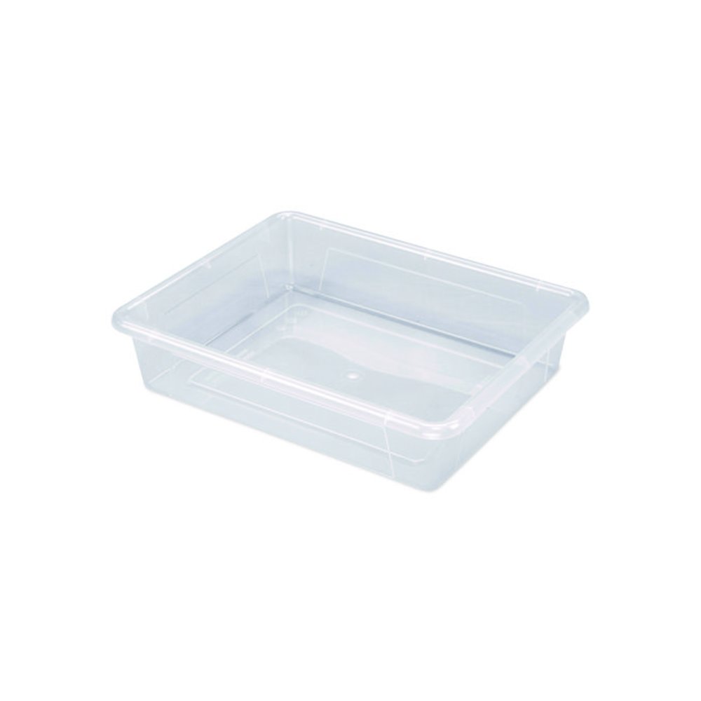 Storage Tray, Flat, 1.69 gal, 10.65" x 13.17" x 2.96", Translucent, 5/Pack. Picture 2