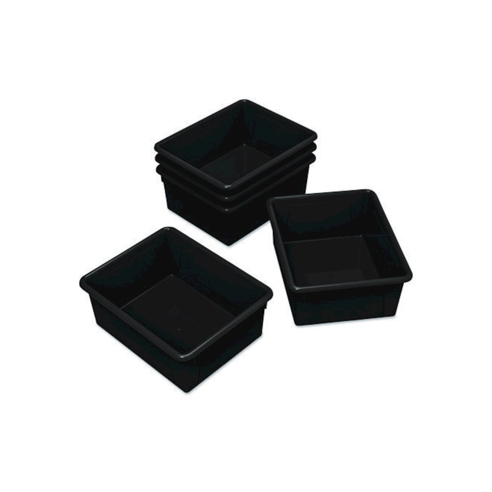 Storage Tray, Deep, 2 gal, 10.65" x 10.65" x 5.2", Black, 5/Pack. Picture 1